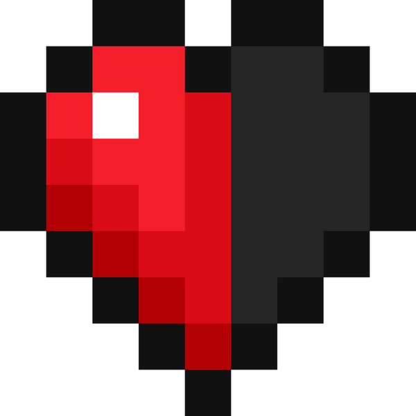 Red Half Heart With Black Border Pixel Art